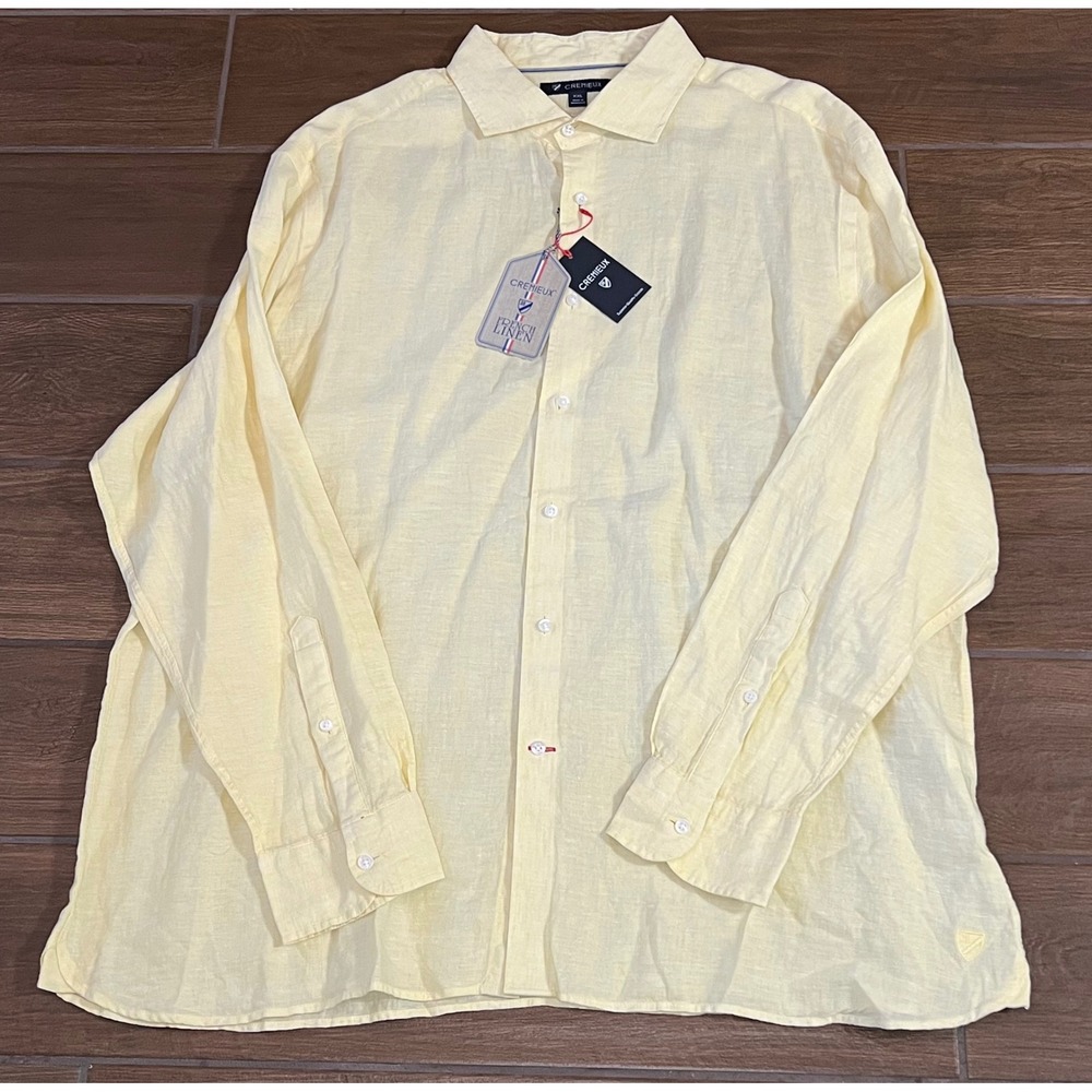 Cremieux French Linen Shirt Mens XXL Yellow Long Sleeve Button Down New Tag